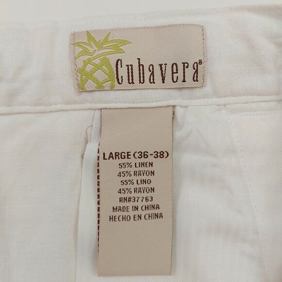 Cubavera Pants Mens Large Beige Linen Blend Straight Leg Travel Beach Casual - Picture 8 of 11